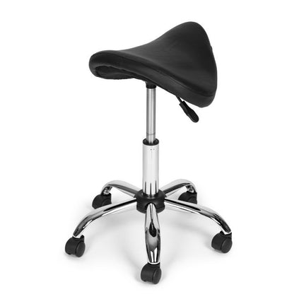 Verstelbare Ergonomische Draaikruk met Wieltjes – Zwarte Werkstoel voor Salon, Medisch Gebruik & Thuis - Kunstleer