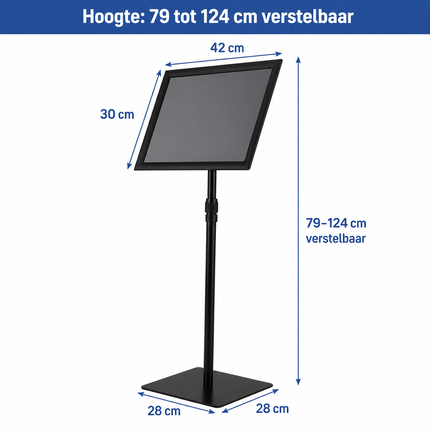 A3 Posterstandaard – Verstelbare Informatiestandaard – 360° Draaibaar – Staande Posterhouder – Zwart