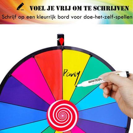 Trendmix Rad van Fortuin - Draairad Met tripod - Draaiwiel Met 14 Schrijfvakken - Gezelschapsspel Loterijspel - Ø 60 cm