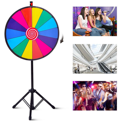 Trendmix Rad van Fortuin - Draairad Met tripod - Draaiwiel Met 14 Schrijfvakken - Gezelschapsspel Loterijspel - Ø 60 cm