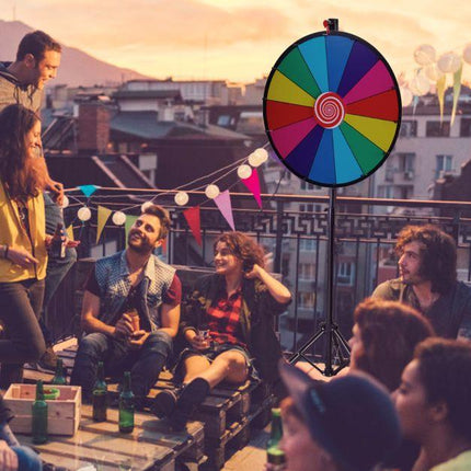 Trendmix Rad van Fortuin - Draairad Met tripod - Draaiwiel Met 14 Schrijfvakken - Gezelschapsspel Loterijspel - Ø 60 cm