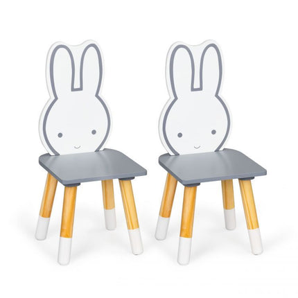 Konijn kindertafel met 2 stoeltjes grijs