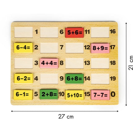 Ecotoys wiskundige blokken domino set - Leerzaam houten bord met gekleurde blokken voor kinderen vanaf 3 jaar