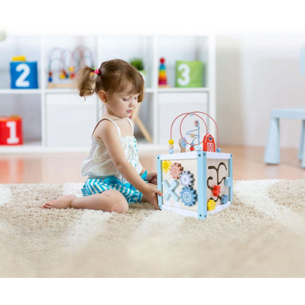 Ecotoys houten activiteiten kubus sorteerder - Educatief speelgoed voor handvaardigheid ontwikkeling - Geschikt vanaf 18 maanden