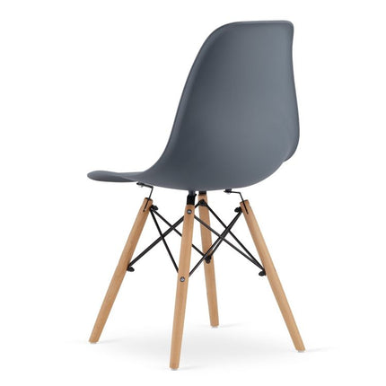 Set van 4 eetkamer stoelen / kuip stoelen met beukenhouten poten donkergrijs