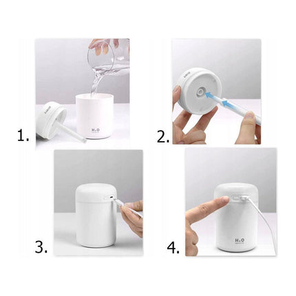 Mini Elektrische Luchtbevochtiger En Aroma Diffuser Met RGB Licht - Aromatherapie USB - Draagbare luchtbevochtiger Voor Auto, Huis & Slaapkamer