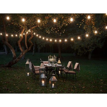 Extra Lange Lichtslinger buiten 20 meter met 20 LED lampen E27 – warm wit – IP44 – koppelbaar – voor tuin, terras en balkon