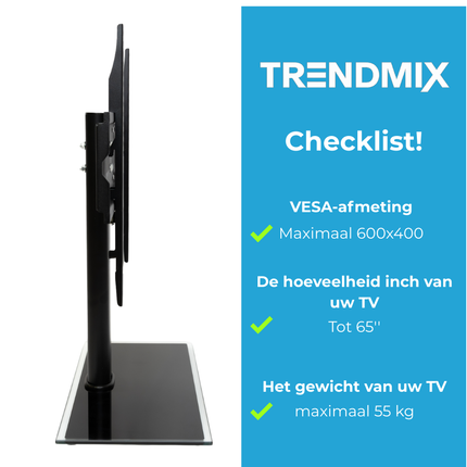 Trendmix Universele TV Standaard 32 Tot 65 Inch - Statief XL - Televisie Voet - Max 55 Kg - Geschikt Voor Grote En Zware LED LCD TV´s- Zwart