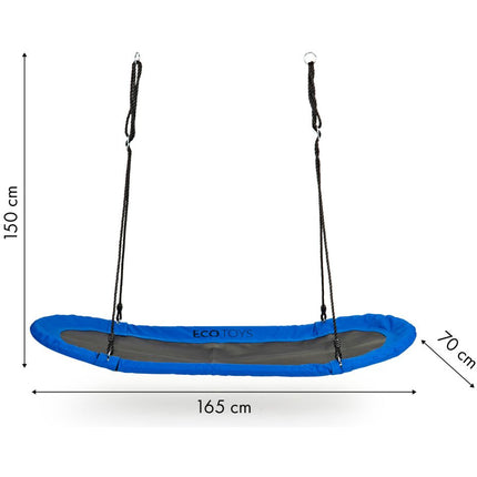 XXL ovalen nestschommel buitenspeelgoed blauw tot 100kg 165 x 70 x 150 cm voor kinderen en volwassenen