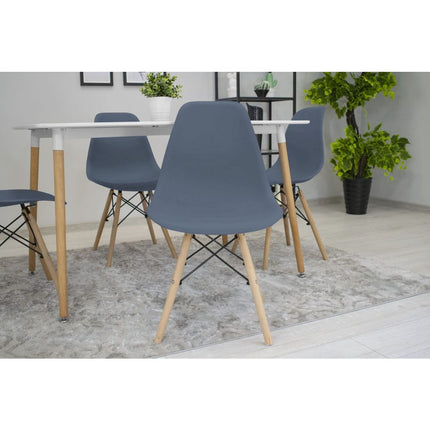 Set van 4 eetkamer stoelen / kuip stoelen met beukenhouten poten donkergrijs