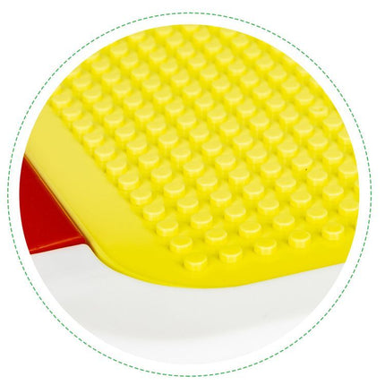 Speeltafel met bouwplaat en vlakke kant -  Kindertafel met 7 Opbergbakken en 300 bouwblokjes