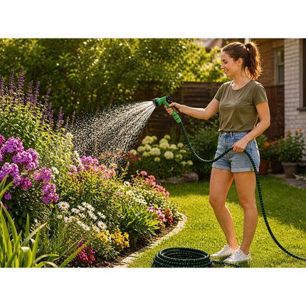 Flexibele Tuinslang 22,5 Meter – Uitschuifbare Tuinslang Met Sproeipistool – Tuinslang Met Kraanadapter – Waterslang Voor Tuin, Terras en Auto