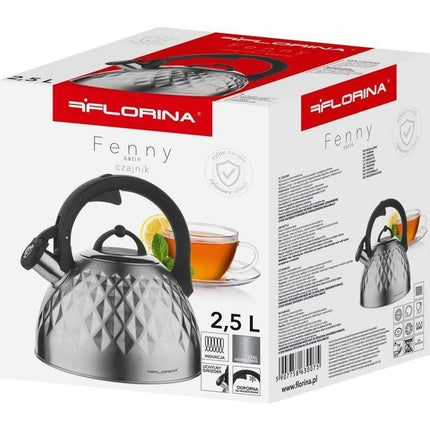 2de kansje Florina Fenny fluitketel RVS zilver mat 2.5 Liter - ook geschikt voor inductie