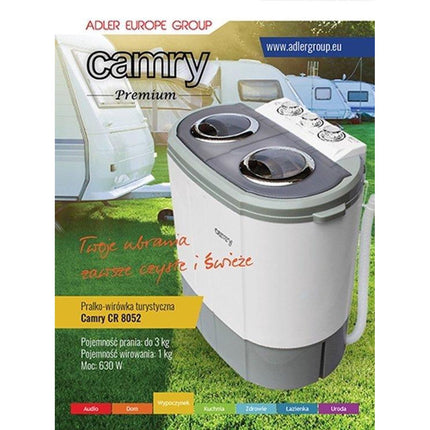 2de kansje Camry CR 8052 camping mini wasmachine met dubbele trommel met 3Kg was en 1Kg centrifuge capaciteit