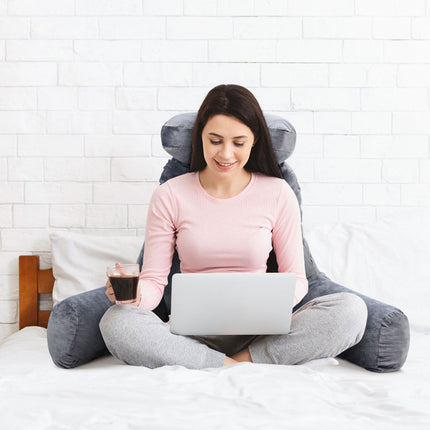 Trendmix XXL Leeskussen Met Nekrol Grijs - Bookseat - Meditatiekussen - Ontspanningskussen met afneembare hoes - Relaxkussen - Zitkussen - Voor In Bed - Ondersteuningskussen
