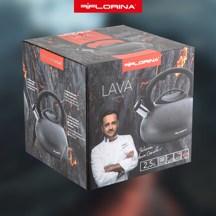 Florina Lava fluitketel RVS zwart / grijs 2.5 Liter - ook geschikt voor inductie