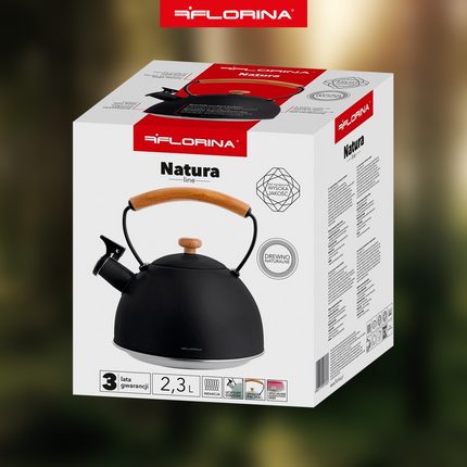 Florina Natura Line fluitketel RVS mat zwart 2.3 Liter - ook geschikt voor inductie