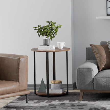 Modern home industiele loft stijl bijzettafel/ nachtkastje - 32 x 32 x 60.5 cm  - Bruin
