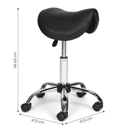 Verstelbare Ergonomische Draaikruk met Wieltjes – Zwarte Werkstoel voor Salon, Medisch Gebruik & Thuis - Kunstleer