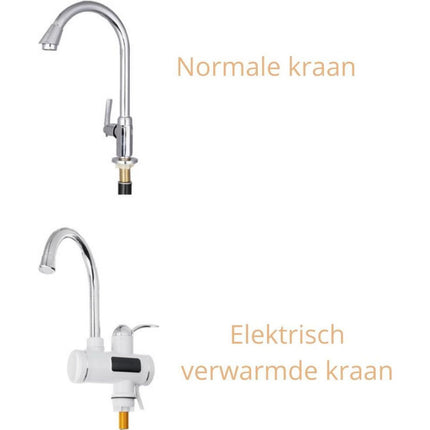 Elektrisch Verwarmde Kraan - Elektrisch Instant kraan tot 60 °C - LCD Digitaal - Niet Kokend Water