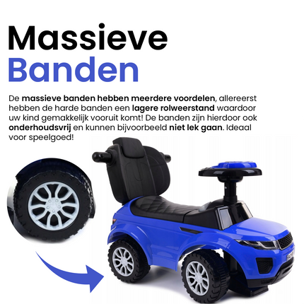 3 in 1 sportauto loopauto met 5 geluiden op het stuur belastbaar tot 27 kg blauw