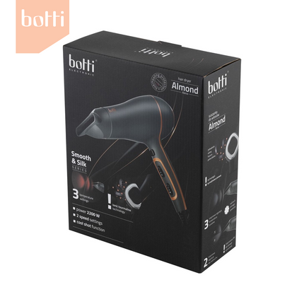Botti smooth & silk Almond Alena ionische föhn met cool shot functie en 3 temperatuurstanden