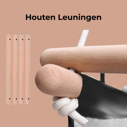 Trendmix Babyschommel Hout – Kinder Schommel Verstelbaar – Baby Schommel Binnen Buiten – Met Rugleuning – Grijs
