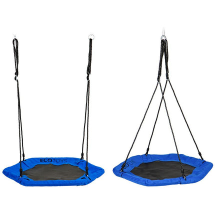 Nestschommel zeshoek buitenspeelgoed 100 cm blauw tot 100kg voor kinderen en volwassenen
