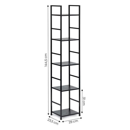 Modern Home industriële loft stijl boekenkast met 5 planken - 144,5 x 23,5 x 29 cm -  Bruin
