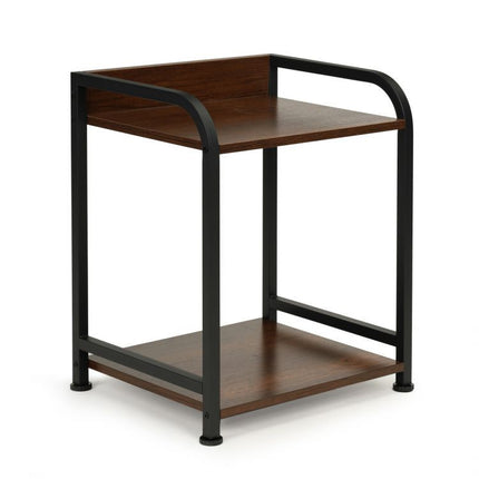 Modern home loft stijl nachtkastje met 2 niveaus - Gepoedercoat metaal - 44 x 37 x 40,5 cm - Bruin