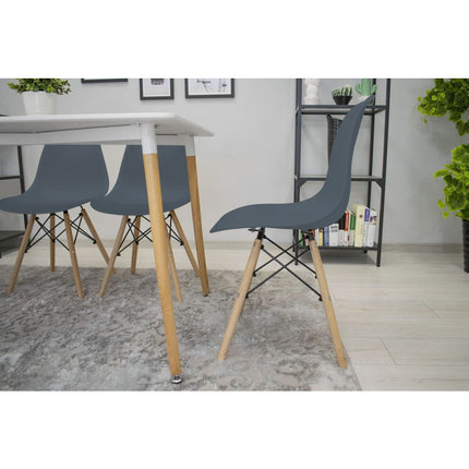 Set van 4 eetkamer stoelen / kuip stoelen met beukenhouten poten donkergrijs