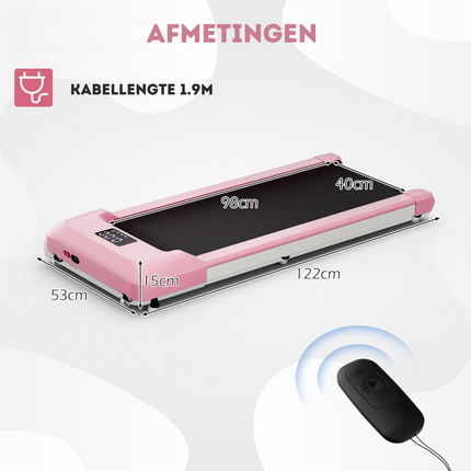 Costway Walking Pad Loopband Roze 1-6 km/u 120 kg Capaciteit - Afstandsbediening en LED Display - Walking pad voor thuis of op kantoor