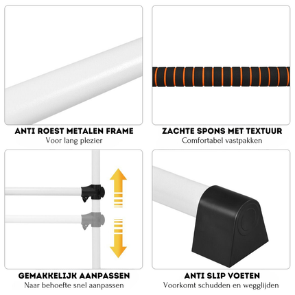 Trendmix Draagbare Verstelbare Ballet Barre - Dubbele Fitness Balletstang - Dans Ballet Barre - 124 x 71 x 120 cm Wit