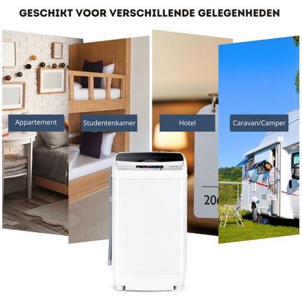 Costway Volautomatische Mini Wasmachine met Pomp, Display en centrifuge 4,5 kg - Mini Camping Wasmachine  -  Grijs 50 × 50 × 85 cm