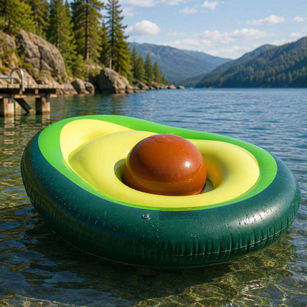 Opblaasbaar Avocado Luchtbed XL met Bal – 150x115 cm – Zwembad Luchtbed voor Volwassenen & Kinderen
