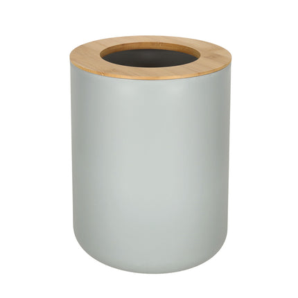 Luxe 6-delige bamboe badkamer set / toiletset grijs - zeepdispenser - tandenborstelhouder - toiletborstel - prullenbak zeepbakje - opberg beker