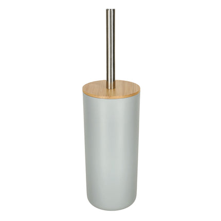 Luxe 6-delige bamboe badkamer set / toiletset grijs - zeepdispenser - tandenborstelhouder - toiletborstel - prullenbak zeepbakje - opberg beker