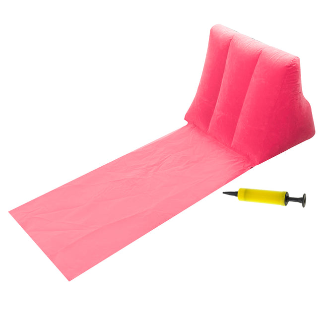 Strandmat met Opblaasbare Rugleuning en Kussen – Opvouwbare Strandstoel – Inclusief Pomp – Roze