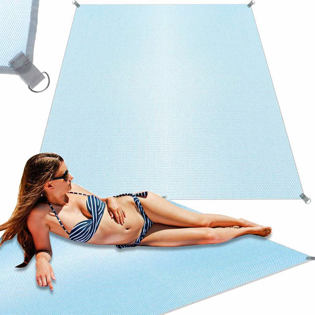Zandvrij Strandlaken XXL 200x200 cm – Strandmat – Stranddeken – Opvouwbaar – Sneldrogend – Blauw