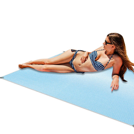 Zandvrij Strandlaken XXL 200x200 cm – Strandmat – Stranddeken – Opvouwbaar – Sneldrogend – Blauw