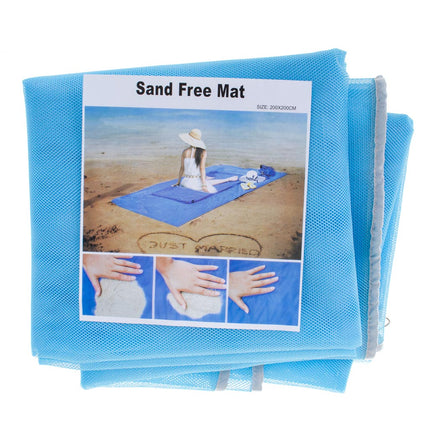 Zandvrij Strandlaken XXL 200x200 cm – Strandmat – Stranddeken – Opvouwbaar – Sneldrogend – Blauw