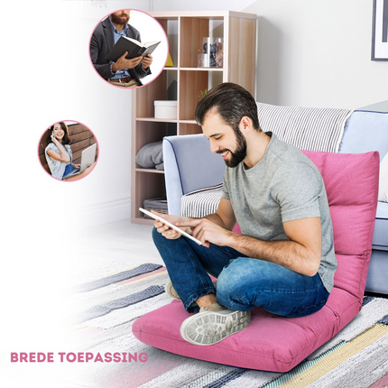 Trendmix Vloerstoel Met 14 Standen Verstelbare Rugleuning Gamingstoel Meditatiestoel Roze - Hoge Veerkracht Spons - Max Belasting 120 kg
