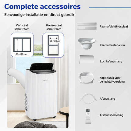 Mobiele Airco 14000 BTU met Verwarming & Wifi – Voor Ruimtes tot 45 m² – Airconditioner met Afstandsbediening