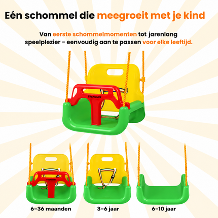 Trendmix Meegroei Schommel 3-in-1 Groen Voor Baby, Peuter & Kleuter – Veilig Met Verstelbare Banden – Voor Binnen & Buiten Gebruik