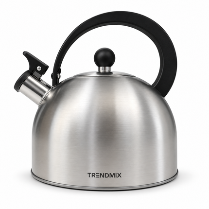 Trendmix Fluitketel geborsteld RVS 2,5 Liter – Lichtgewicht – Cool-Touch Handvat – Geschikt Voor Inductie, Gas En Alle Warmtebronnen