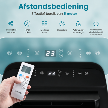 Mobiele Airco 14000 BTU met Wifi & Verwarming – Voor Ruimtes tot 40 m² – Airconditioner met Afstandsbediening