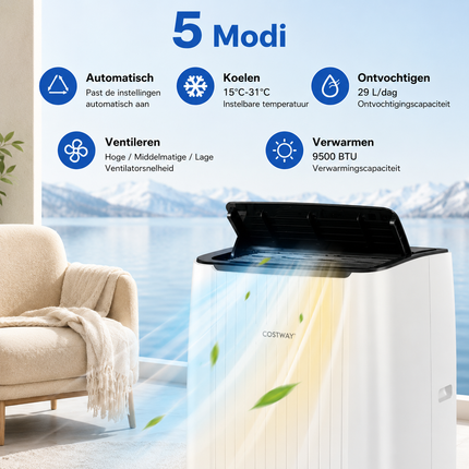 Mobiele Airco 12000 BTU met Wifi & Verwarming – Voor Ruimtes 25-35 m² – Airconditioner met Afstandsbediening