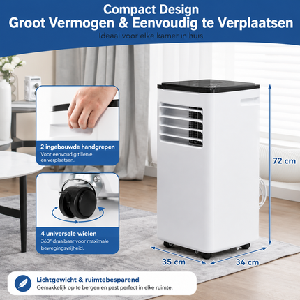 Mobiele Airco 9000 BTU met Wifi & Verwarming – Voor Ruimtes tot 20 m² – Airconditioner met Afstandsbediening