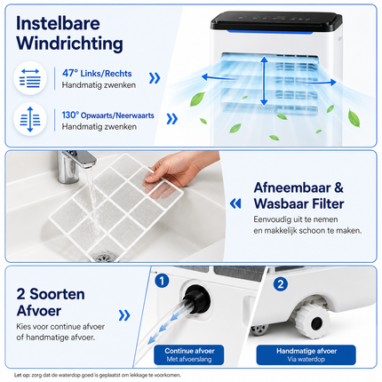 Mobiele Airco 9000 BTU met Wifi & Verwarming – Voor Ruimtes tot 20 m² – Airconditioner met Afstandsbediening