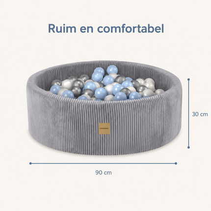 Trendmix Ballenbak met 200 Ballen – Lichtgrijs Corduroy Ballenbad 90 x 30 cm